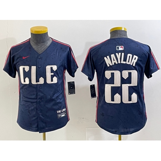 Youth Cleveland Guardians #22 Josh Naylor Navy 2024 City Connect Limited Stitched Jersey - Ujersey
