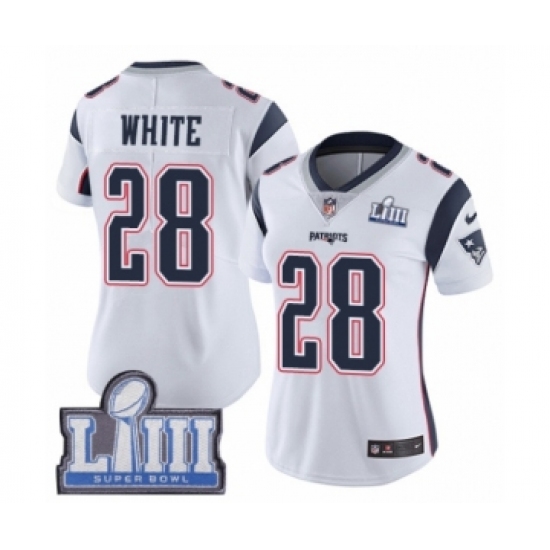Women's Nike New England Patriots #28 James White Vapor Untouchable Limited Player Super Bowl LIII Bound NFL Jersey - Ujersey