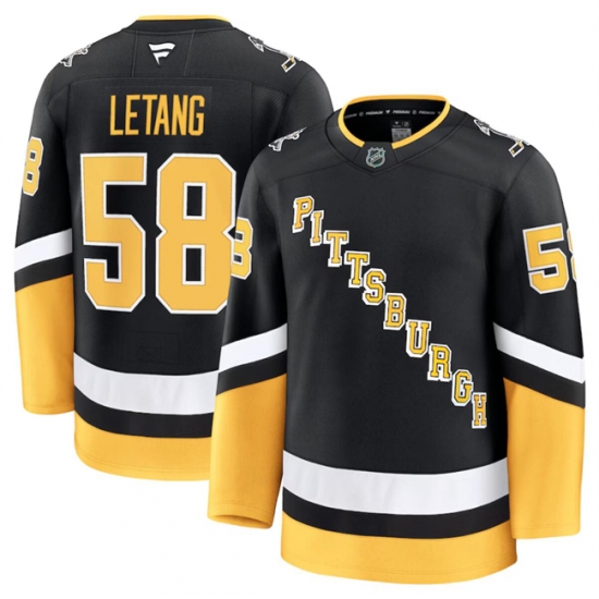 Men's Pittsburgh Penguins #58 Kris Letang Black 2024-25 Alternate Stitched Hockey Jersey - Ujersey