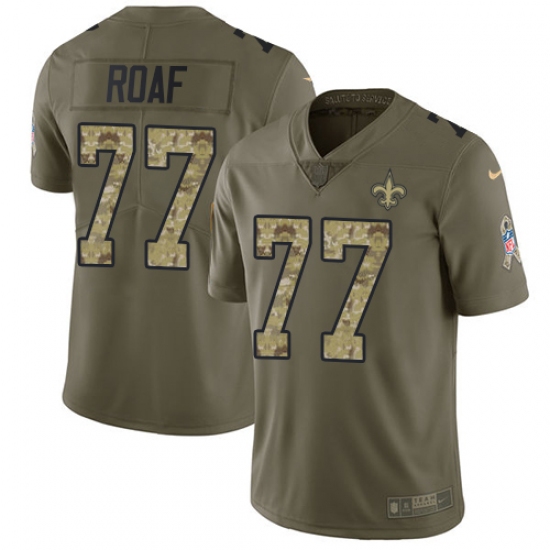 Youth Nike New Orleans Saints #77 Willie Roaf Limited Olive/Camo 2017 Salute to Service NFL Jersey