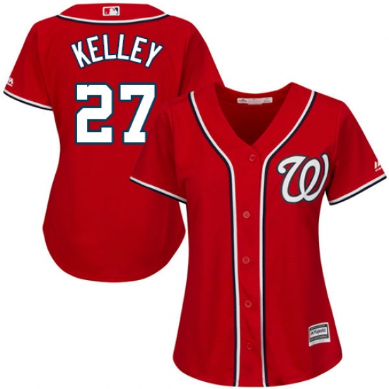 Women's Majestic Washington Nationals #27 Shawn Kelley Authentic Red Alternate 1 Cool Base MLB Jersey - Ujersey