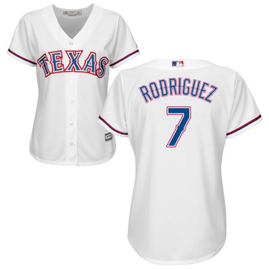 Women's Majestic Texas Rangers #7 Ivan Rodriguez Replica White Home Cool Base MLB Jersey - Ujersey