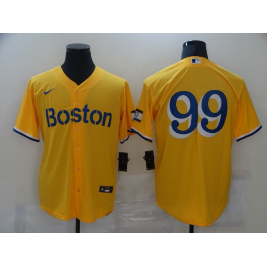 Men's Boston Red Sox #99 Alex Verdugo Nike Gold-Light Blue 2021 City Connect Replica Player Jersey - Ujersey