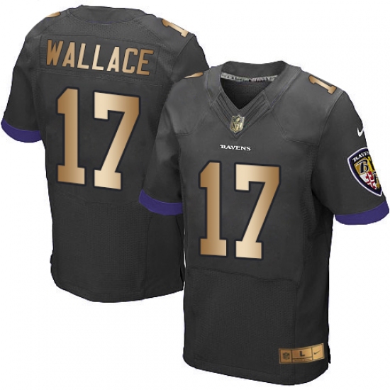Men's Nike Baltimore Ravens #17 Mike Wallace Elite Black/Gold Alternate NFL Jersey - Ujersey