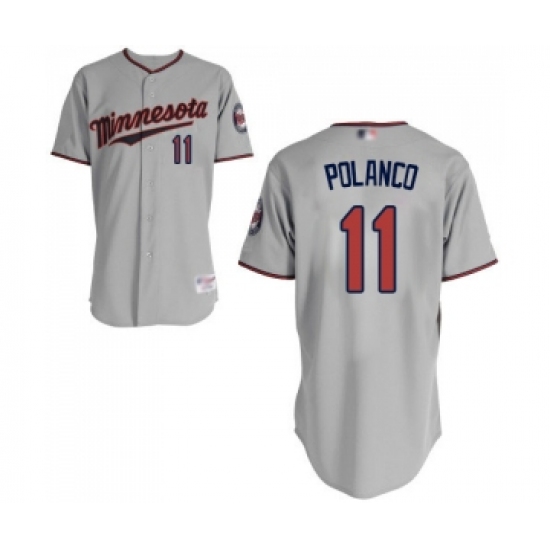 Men's Minnesota Twins #11 Jorge Polanco Authentic Grey Road Cool Base Baseball Jersey - Ujersey