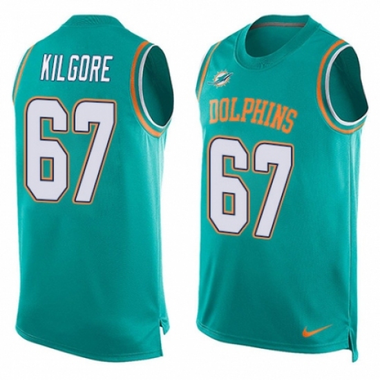 Men's Nike Miami Dolphins #67 Daniel Kilgore Limited Aqua Green Player Name & Number Tank Top NFL Jersey - Ujersey