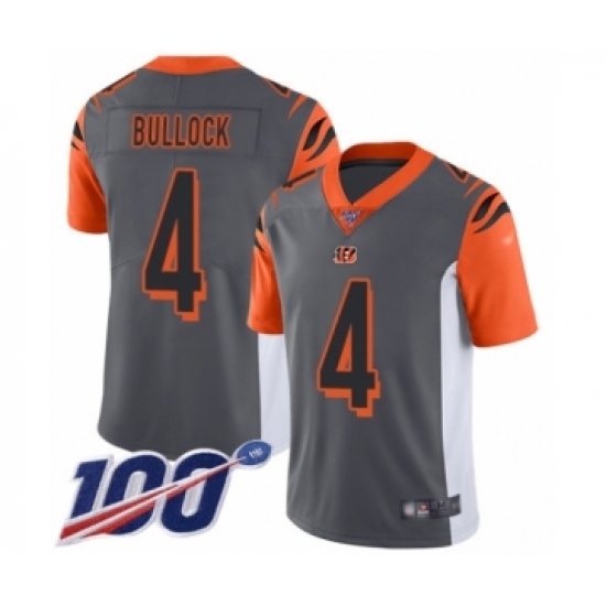 Youth Cincinnati Bengals #4 Randy Bullock Limited Silver Inverted Legend 100th Season Football Jersey - Ujersey