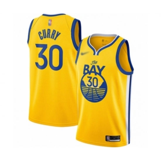 Men's Golden State Warriors #30 Stephen Curry Authentic Gold Finished Basketball Jersey - Statement Edition - Ujersey