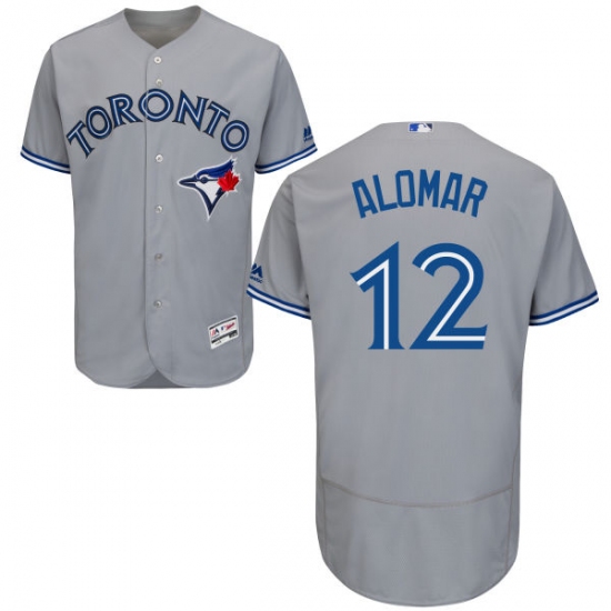 Men's Majestic Toronto Blue Jays #12 Roberto Alomar Grey Road Flex Base Authentic Collection MLB Jersey - Ujersey