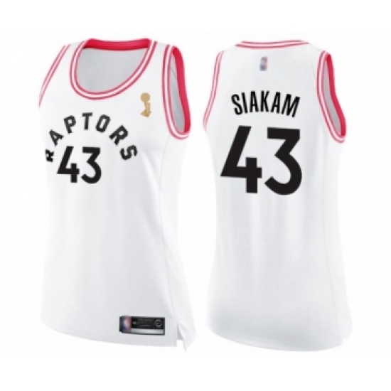 Women's Toronto Raptors #43 Pascal Siakam Swingman White Pink Fashion 2019 Basketball Finals Champions Jersey - Ujersey
