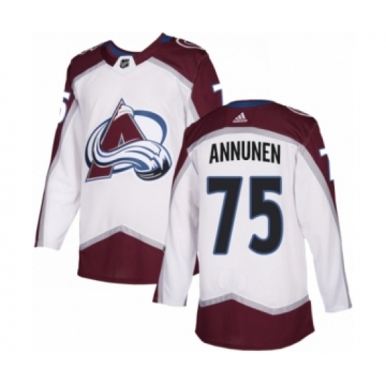 Men's Adidas Colorado Avalanche #75 Justus Annunen Authentic White Away NHL Jersey - Ujersey