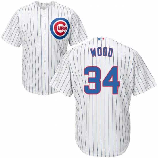 Youth Majestic Chicago Cubs #34 Kerry Wood Authentic White Home Cool Base MLB Jersey - Ujersey