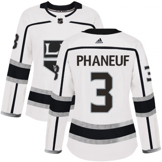 Women's Adidas Los Angeles Kings #3 Dion Phaneuf Authentic White Away NHL Jersey - Ujersey