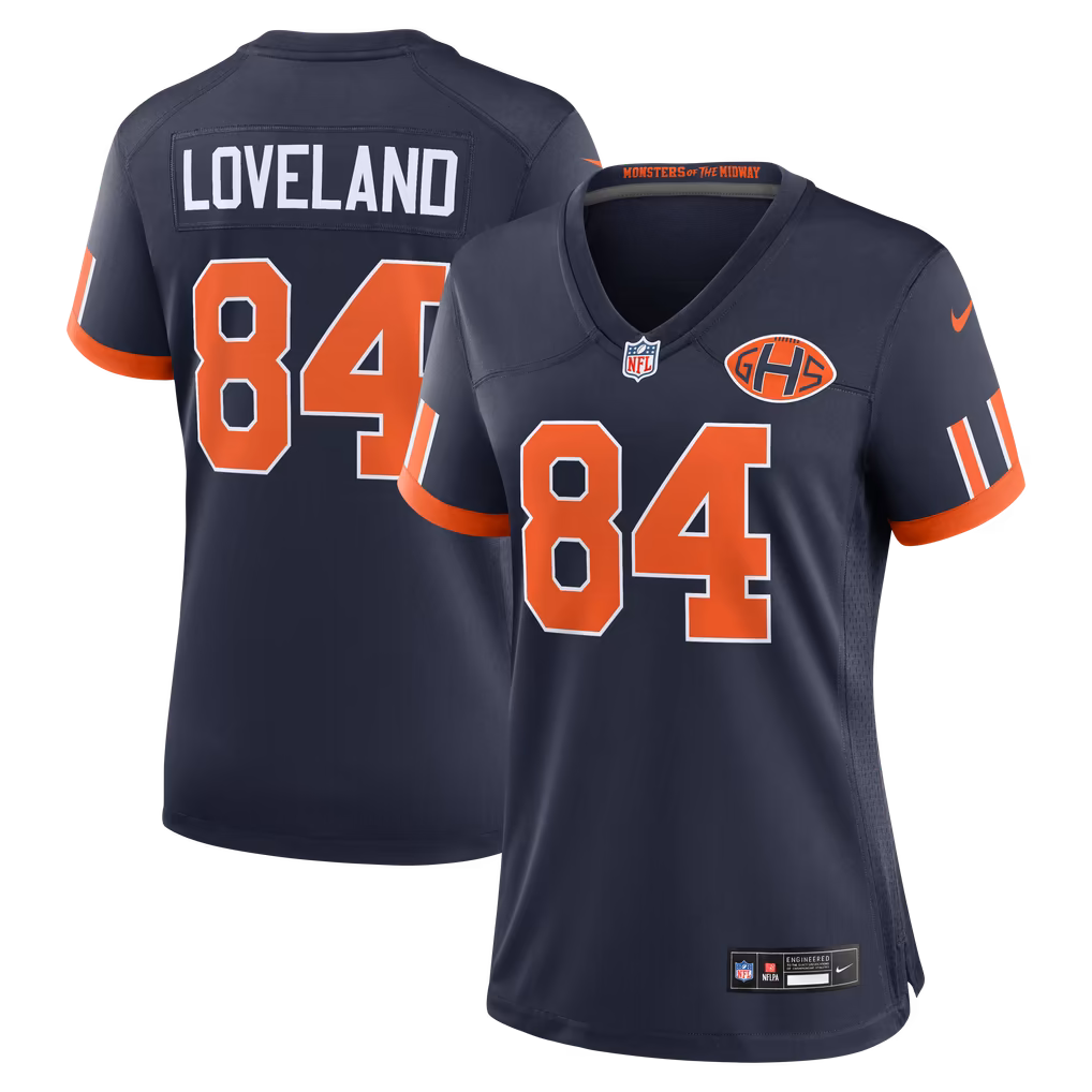 Women's Chicago Bears Colston Loveland Nike Navy 2026 Rivalries Collection Game Jersey - SUjersey01
