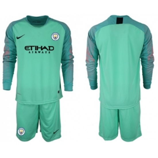 Manchester City Blank Green Goalkeeper Long Sleeves Soccer Club Jersey