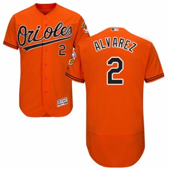 Men's Majestic Baltimore Orioles #2 Pedro Alvarez Orange Alternate Flex Base Authentic Collection MLB Jersey - Ujersey