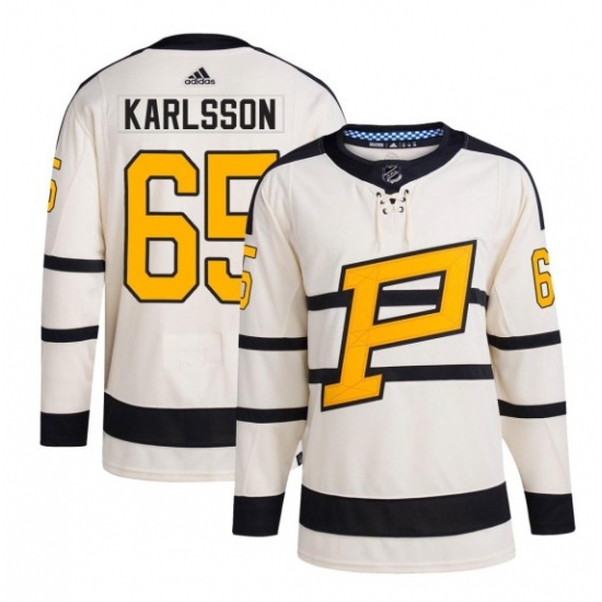 Men's Pittsburgh Penguins #65 Erik Karlsson Cream 2023 Winter Classic Stitched Jersey - Ujersey