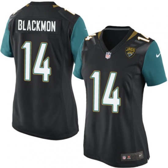 Women's Nike Jacksonville Jaguars #14 Justin Blackmon Game Black Alternate NFL Jersey - Ujersey