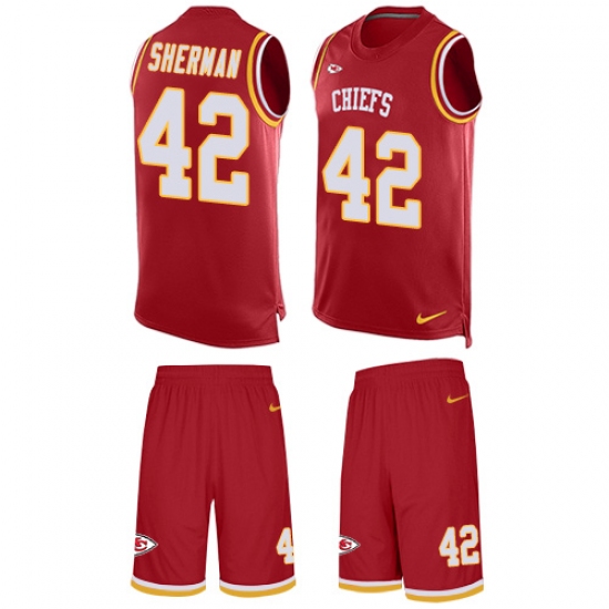 Men's Nike Kansas City Chiefs #42 Anthony Sherman Limited Red Tank Top Suit NFL Jersey - Ujersey