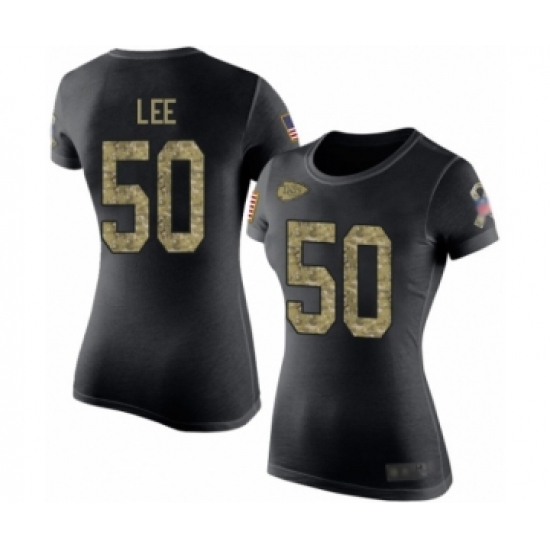 Football Women's Kansas City Chiefs #50 Darron Lee Black Camo Salute to Service T-Shirt - Ujersey