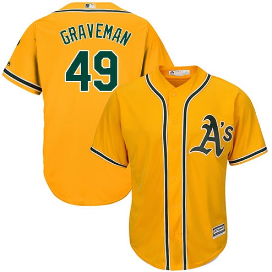 Men's Majestic Oakland Athletics #49 Kendall Graveman Replica Gold Alternate 2 Cool Base MLB Jersey - Ujersey