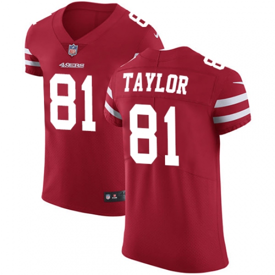 Men's Nike San Francisco 49ers #81 Trent Taylor Red Team Color Vapor Untouchable Elite Player NFL Jersey - Ujersey