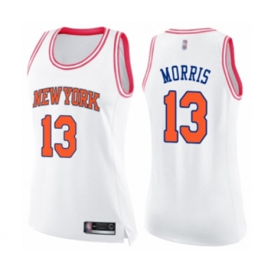 Women's New York Knicks #13 Marcus Morris Swingman White Pink Fashion Basketball Jersey - Ujersey
