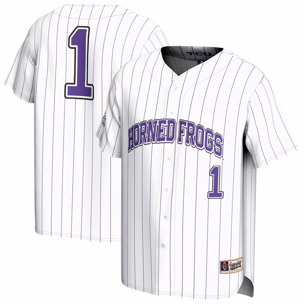 Unisex GameDay Greats White TCU Horned Frogs Lightweight Collegiate Baseball Fashion Jersey - SUjersey01