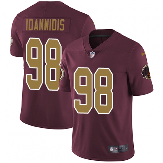 Youth Nike Washington Redskins #98 Matthew Ioannidis Burgundy Red/Gold Number Alternate 80TH Anniversary Vapor Untouchable Limited Player NFL Jersey