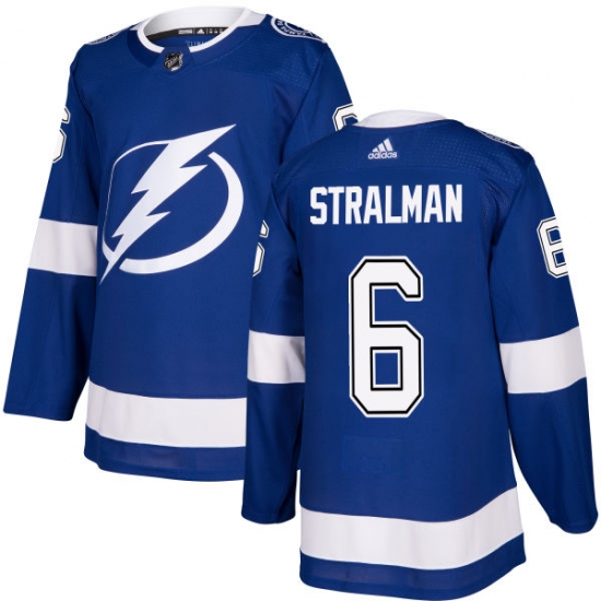 Men's Adidas Tampa Bay Lightning #6 Anton Stralman Authentic Royal Blue Home NHL Jersey - Ujersey
