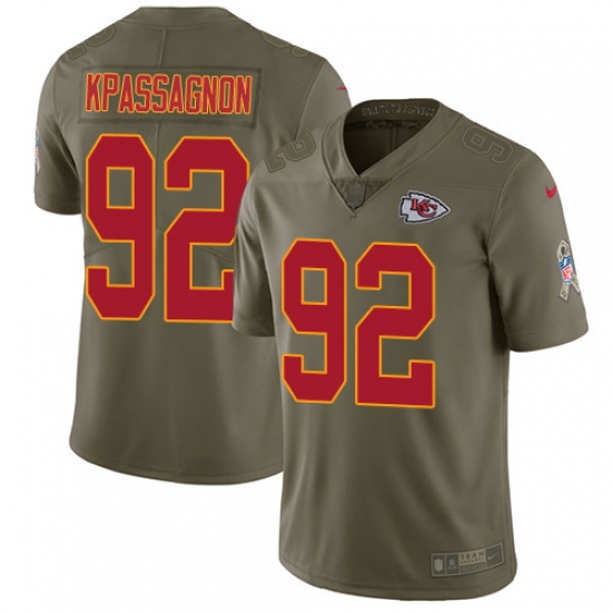 Youth Nike Kansas City Chiefs #92 Tanoh Kpassagnon Limited Olive 2017 Salute to Service NFL Jersey - Ujersey
