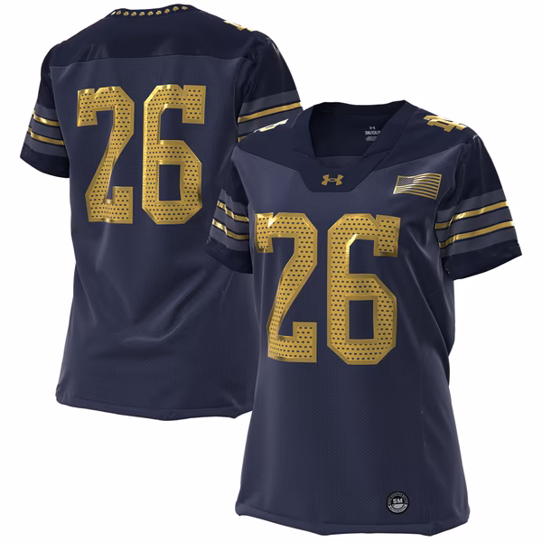 Women's Under Armour #26 Navy Notre Dame Fighting Irish 2026 Shamrock Series Replica Football Jersey - Ujersey