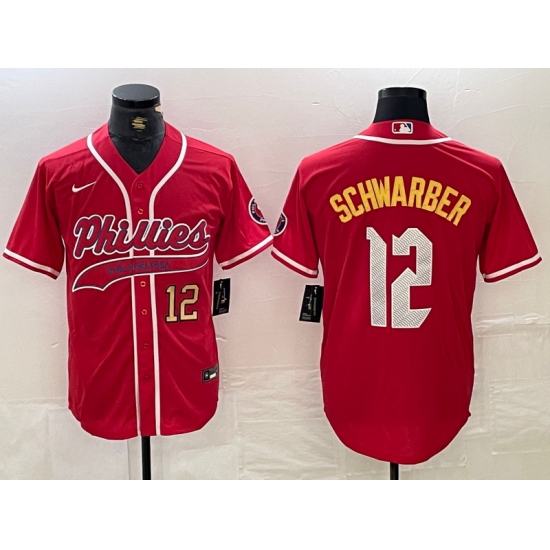 Mens Philadelphia Phillies #12 Kyle Schwarber Red 2024 City Connect Stitched Jersey - Ujersey