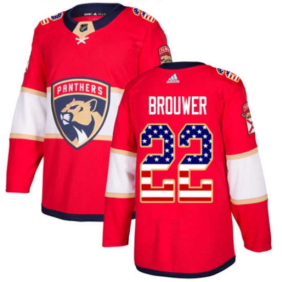 Men's Adidas Florida Panthers #22 Troy Brouwer Authentic Red USA Flag Fashion NHL Jersey - Ujersey