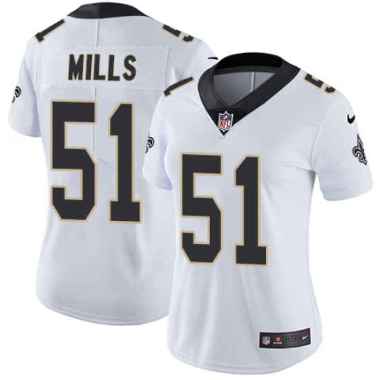 Women's Nike New Orleans Saints #51 Sam Mills Elite White NFL Jersey - Ujersey