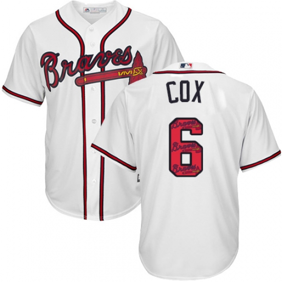 Men's Majestic Atlanta Braves #6 Bobby Cox Authentic White Team Logo Fashion Cool Base MLB Jersey - Ujersey