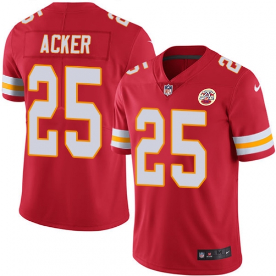 Youth Nike Kansas City Chiefs #25 Kenneth Acker Red Team Color Vapor Untouchable Limited Player NFL Jersey - Ujersey