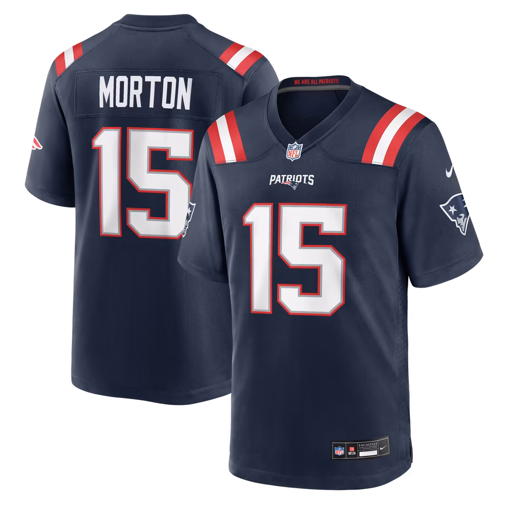 Men's New England Patriots Behren Morton Nike Navy Team Game Jersey - SUjersey01