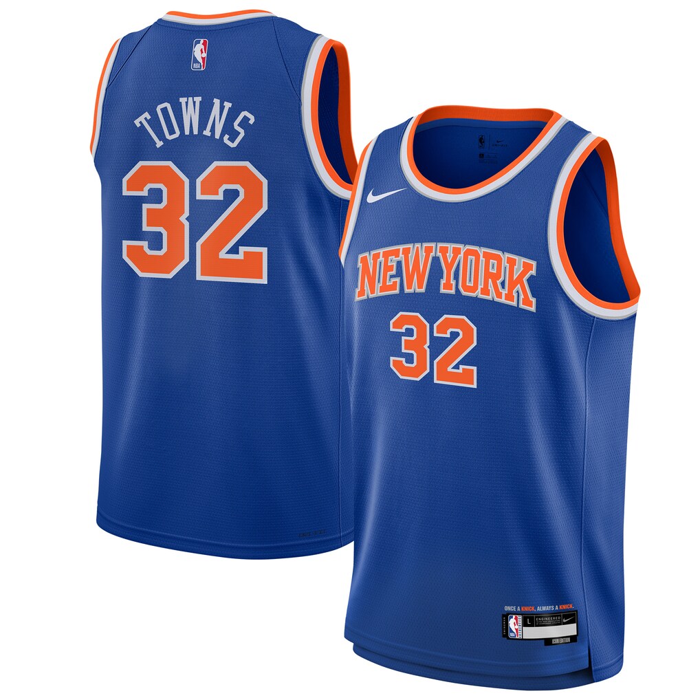 Youth New York Knicks Karl-Anthony Towns Nike Blue Swingman Jersey - Icon Edition