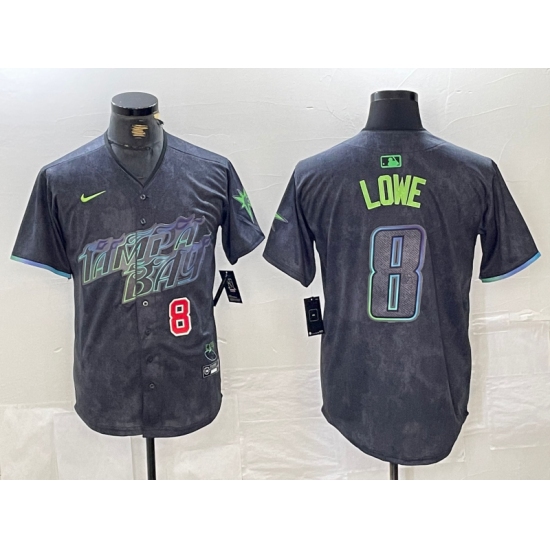 Men's Tampa Bay Rays #8 Brandon Lowe Charcoal 2024 City Connect Player Number Limited Cool Base Jerseys - Ujersey