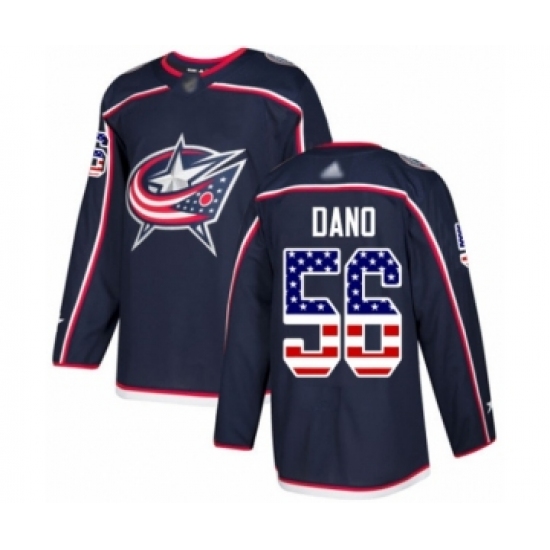 Men's Columbus Blue Jackets #56 Marko Dano Authentic Navy Blue USA Flag Fashion Hockey Jersey - Ujersey