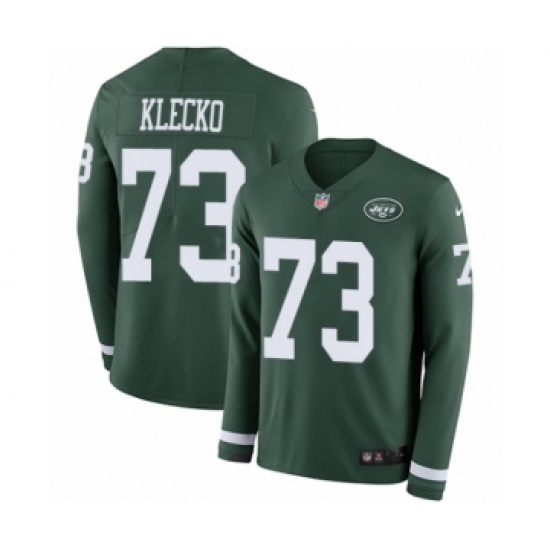 Men's Nike New York Jets #73 Joe Klecko Limited Green Therma Long Sleeve NFL Jersey - Ujersey