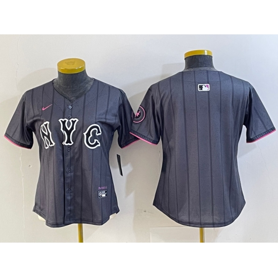 Women's New York Mets Blank Gray 2024 City Connect Cool Base Stitched Jersey - Ujersey
