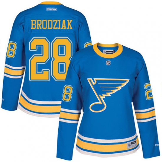 Women's Reebok St. Louis Blues #28 Kyle Brodziak Authentic Blue 2017 Winter Classic NHL Jersey