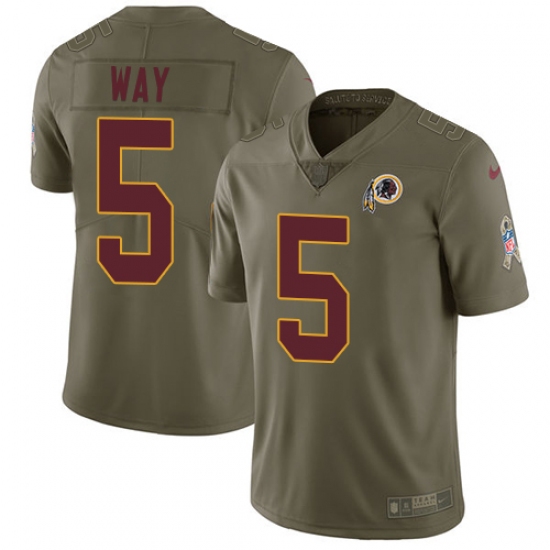 Youth Nike Washington Redskins #5 Tress Way Limited Olive 2017 Salute to Service NFL Jersey