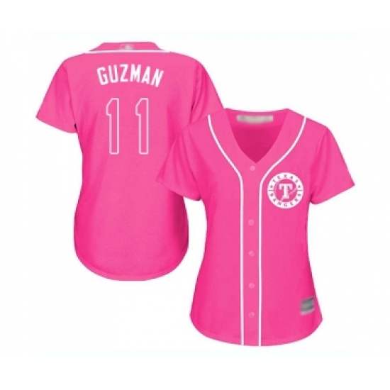 Women's Texas Rangers #11 Ronald Guzman Replica Pink Fashion Cool Base Baseball Jersey
