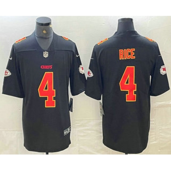 Men's Kansas City Chiefs #4 Rashee Rice Black Fashion Vapor Limited Stitched Jersey - Ujersey