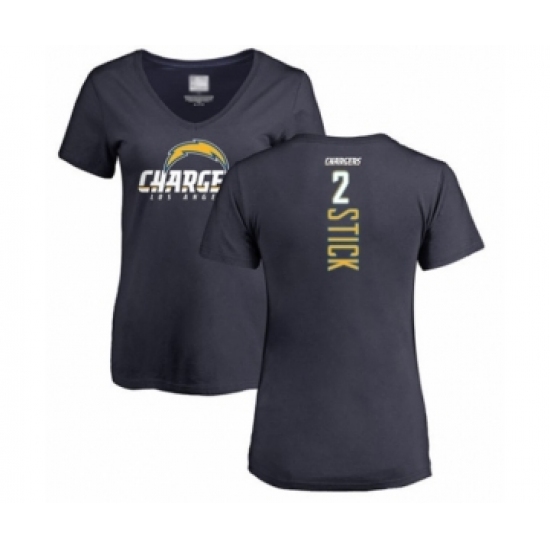 Football Women's Los Angeles Chargers #2 Easton Stick Navy Blue Backer T-Shirt - Ujersey