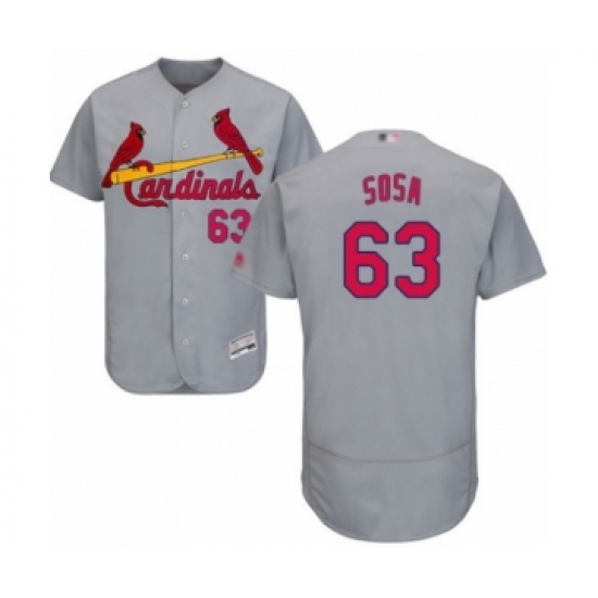 Men's St. Louis Cardinals #63 Edmundo Sosa Grey Road Flex Base Authentic Collection Baseball Player Jersey - Ujersey