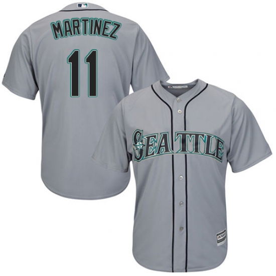 Youth Majestic Seattle Mariners #11 Edgar Martinez Authentic Grey Road Cool Base MLB Jersey - Ujersey